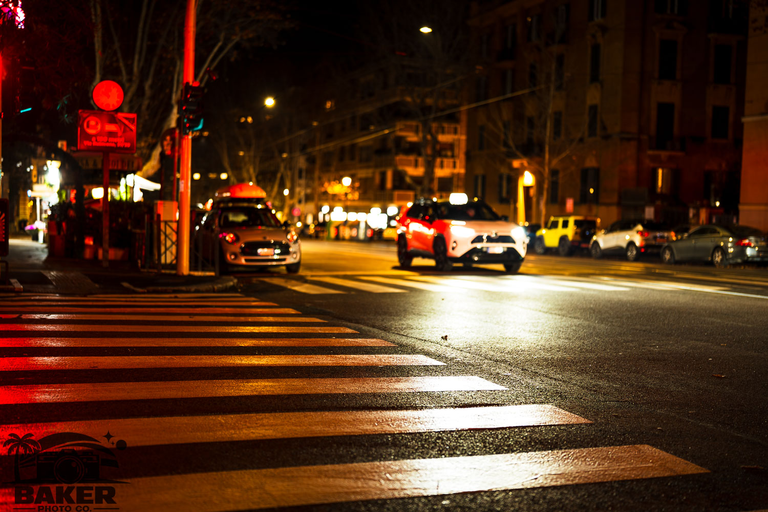 Rome street at night
